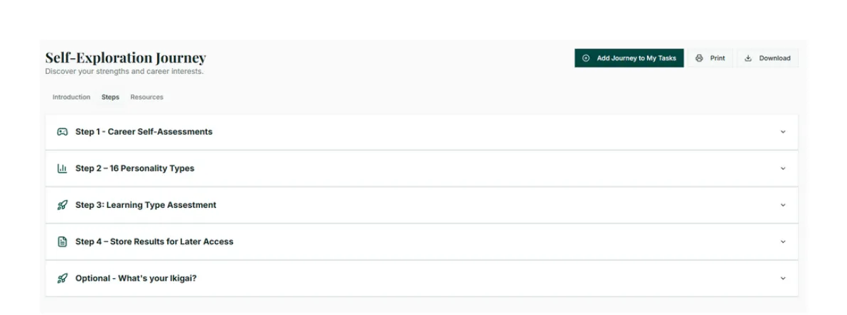 Oasis Self-Exploration journey with new steps